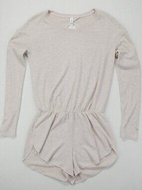 ALO Yoga Long Sleeve Romper S Light Pink Cut Out Detail Activewear Spring